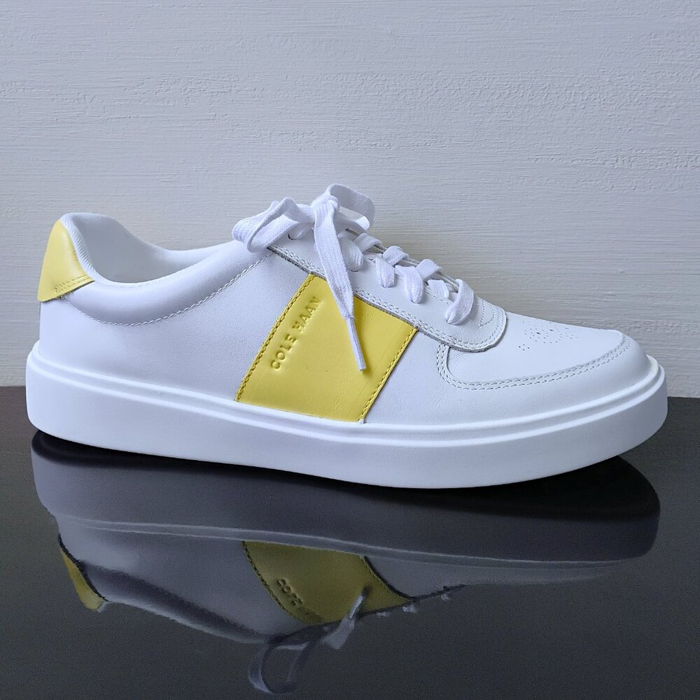 Cole Haan Women's Grand Court Della Lightweight Sneaker in White / Pale Banana